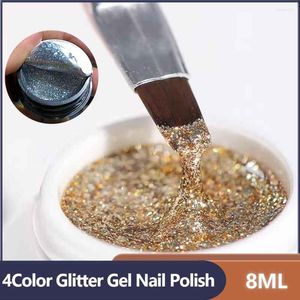 Nagelgel 8 ml Gold Glitter Vernis Semi Permanent Polish High-Density Platinum für Kunst-/Malereinägel