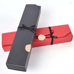 Geschenkpapier 20 Stück einfache rechteckige rote schwarze Boxen Großhandel einfarbige Schokoladenbevorzugungsverpackungsbox für Party-Hochzeits-Süßigkeitskekse