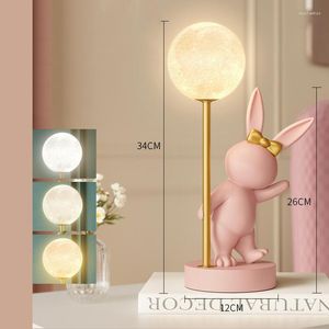 Table Lamps Nordic Resin Moon Light Luxury Nightlight Decoration Bedroom Pink Dimmable Led Friendship Ledes