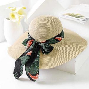 Stingy Brim 2019 New Summer Female Sun Bow Ribbon Panama Beach s For Women Chapeu Feminino Sombrero Floppy Straw Hat 0103