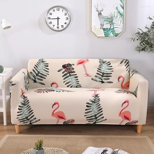 Stoelbedekkingen Flamingo Sofa Cover gestreepte Slipcovers Elastische stretch Volledige bank handdoek Single/Two/Three/Four-Seater voor Livingroom