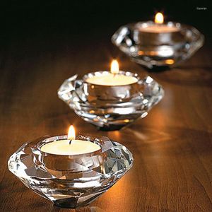 Mum tutucular 2pcs/lot ışıltı kristal tealight tutucu elmas şekli Dekorasyon için Candler Sticker Düğün Malzemeleri