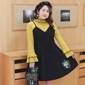 Casual Dresses Women 2023 Autumn Winter Plus Size Futterfly Sleeve Floral Dress Suede Set Womens Clothing Vestidos WXF655