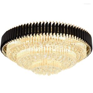 Deckenleuchten, modernes romantisches Luxus-LED-Kristall-Innenhaus-Lampe, Schwarz/Gold-Dekoration, runde Leuchten
