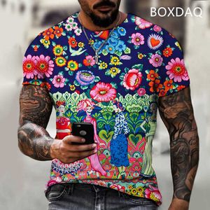 Men's T-Shirts Big Size Men's Casual TShirt Summer Hawaiian Cute Flower T-Shirt Men 3D Vintage Floral Print Beach Holiday T-shirt Tops 2XS-6XL T230103