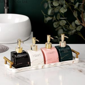 Set di accessori per il bagno Bottiglia per lozione con motivo in ceramica di marmo Forniture per il bagno semplici Accessori per la decorazione di gel doccia per sapone per le mani