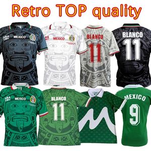 Topkwaliteit1998 Mexico retro vintage blanco voetbal jerseys uniformen voetbal shirt borduurwerk logo camiseta futbol220j