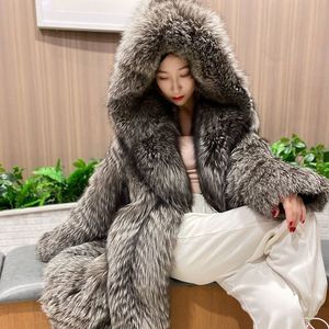 Women s Fur Faux Hooded Warm Thick Women Imitation Overcoats Sexy Winter Autumn Long Section Female Fake Jackets J3523 221231