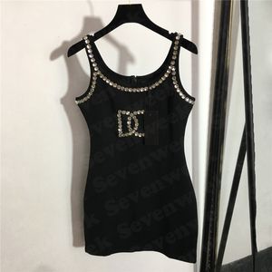 Rhinestone Letter Sling Klänningar Festkjolar För Kvinnor Mode Sexiga Damer Smal hängselklänning Sommar Kort kjol Kläder