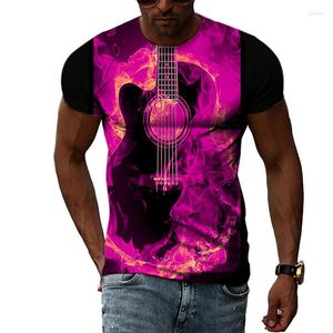 Men's T Shirts Guitar 3D Print Shirt Music Street Style Summer Men Top O-Neck 2023 Cool Short Sleeve Fashion Mens Size XS-6XL