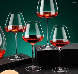 Copos de vinho sopro de estilo italiano Borgonha - Conjunto de vidro transparente premium sem chumbo de 2