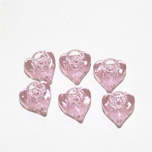 Hookah glazen kommen dikke roze hartvorm mannelijke gewricht 14 mm glazen bongs kom stuk siliconen waterleidingen olieligeer dabbergereedschap