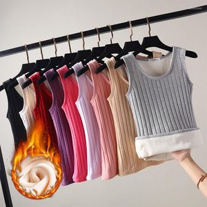 Women's Tanks Thermal Shirt Women Sleeveless Elastic Velvet Vest Top Sling Warm Underwear Soft Thermo Sexy 2XL