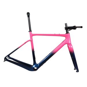 Telaio bici Gravel con cavo esterno GR044 con attacco manubrio piatto, vernice rosa camaleonte, misure disponibili 49/52/54/56/58 cm