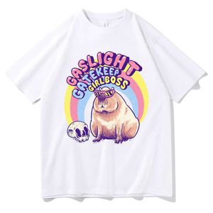 メンズTシャツガスライトカッキープガールボスクールカピバラTシャツ男性女性カジュアルルーズTシャツ