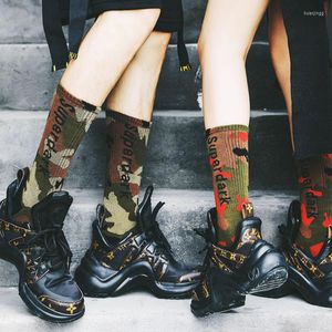 Men's Socks Camouflage Patterned For Women Men Casual Autumn Winter Cotton Crew Unisex Warm Army Green Sokken 3 Pair Pack