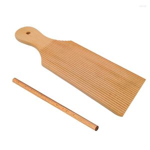 Plates 1 Set Gnocchi Pasta Board With Rolling Pole Wooden Gnochi Dough Stick Pastry Making Tool
