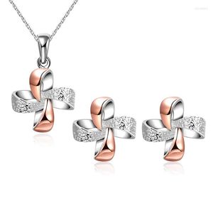 Halsband örhängen set Roxi Romad Brand Rose Gold/ Silver Ear Stud Pendant For Women Windmill Style Wedding Jewelry