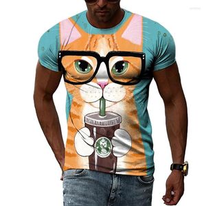 Herr t skjortor 3d tryck djurskjorta sommar mode o-hals män toppar rolig avslappnad kort ärm söt stil tee size xs-6xl mens