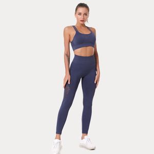 Kadın Taytlar Uyum Yoga Kıyafetleri Pantolon Net Hole Tasarımcı Sling İki Parça Takip #YH58 Yüksek Bel Kalça Asansör Elastik Kuvvet Spor Aşınma