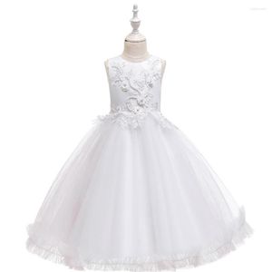 Девушка платья фокусировки младенцы девочки вышивать цветочное платье принцесса формальное вечеринка свадебное тюль сетка кружевное платье