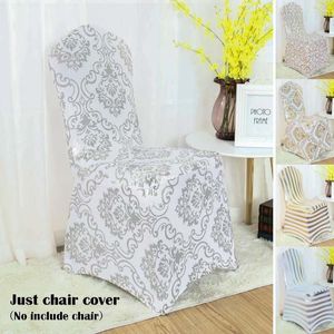 Chair Covers Bronzing Gold Silver Printing Flower Cover Elastic Spandex For Wedding Decoration El Banquet