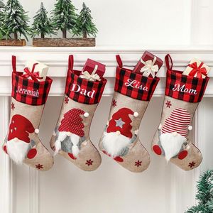 Noel Dekorasyonları 2023 Hediyeler Kişiselleştirilmiş İsim Gnomes Süs çorapları İşlemsel özel yıl hediye çantaları