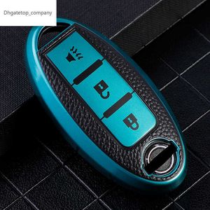 TPUレザーカーのキーケース日産リーフマイクラQashqai J11 J10 XトレイルT32 Versa Note Patrol Key FOB Cover Accessories