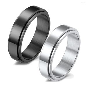 Anéis de casamento Moda de 6 mm de aço inoxidável Anel de ansiedade para homens homens giratórios fidget estresse aliviar a tendência punk band jóias presente