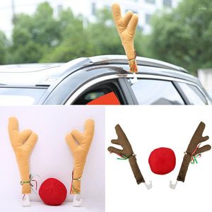 Decorazioni interne 2023 Renna Decorazioni natalizie Auto Veicolo Naso Corno Costume Set Rudolf Antlers Ornamenti rossi Elk Antler