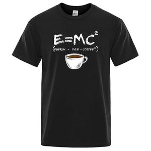 Camisetas masculinas Energy Milk Coffee Printing Men Tshirt Casual Tshirts respiráveis ​​Camisetas de algodão engraçado camisetas de camisetas de grandes dimensões Man T23010103