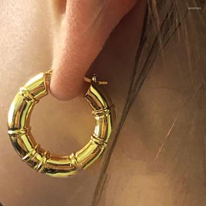 Orecchini a cerchio Bamboo Thick Chunky Gold per le donne Fashion Trendy 2023