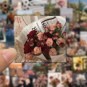 Gift Wrap 52st Ins Flowers Stickers Retro Art Handbook Diy Diy Decoration For Phone Case Creative Sticker Notebook