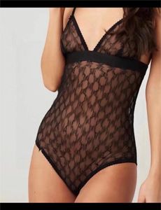 Wome Seksi gece yarısı Sweetwear dantel ve örgü Teddy Bodysuits Arka iç çamaşırı gece giyecek iç çamaşırları v Boyun erotik babydoll kanalları boyut S-XL Siyah