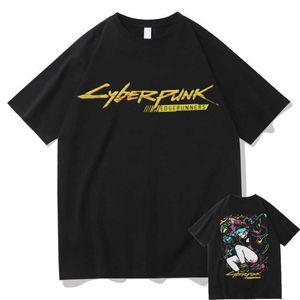 T-shirty męskie Rebecca Cyberpunk T-shirt mężczyzn TEES TEES Cyberpunk Edgerunners Podwójny graficzny graficzny krawędź David Lucy Neon T Shirt T230103