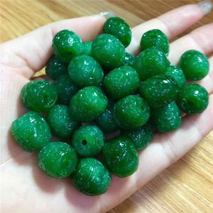 Beads One Pcs Jasper Green Carved Pillar 15 4mm For DIY Jewelry Making Loose FPPJ Wholesale Nature Gem Stone