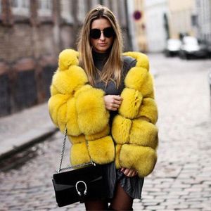 Kadın Kürk Moda Kış Ceket Kadınlar Sıcak Katlar ve Ceketler Doğal Palto Sahte Kapşonlu Kabarık Manteau Femme