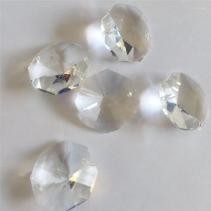 Chandelier Crystal 400pcs/lot Clea 26mm Octagon Bead For Prism Parts 2 Holes Glass Hanging Drop