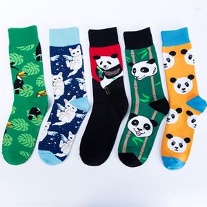 Men's Socks Winter Cotton Panda Flowers And Birds Colorful High Class Tube Leisure Color Fashion Socks.