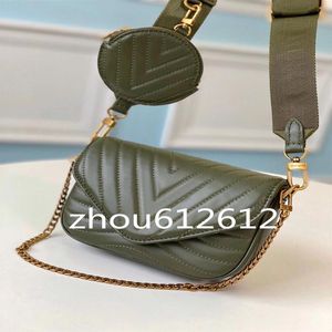 M56461 M5646 M53936 New Wave Crossbody Bag Women Women Chain Combination Coin Burse Real Calf Leather Mini Cross Cross Body279L