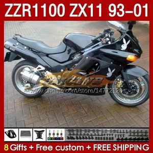 Bodys Kit para Kawasaki Ninja ZX-11 R ZZR1100 ZX-11R ZZR 1100 CC ZX11 ZX 11 R 11R 165NO.34 ZX11R 93 94 95 96 01 ZZR-1100 1997 1998 1999 2000 2001 OEM Full Fairing Black Glossy