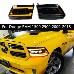 Bilstrålkastare Dagsljus för Dodge Ram 1500 2500 LED -strålkastare Front Lamp Dynamic Streamer Turn Signal