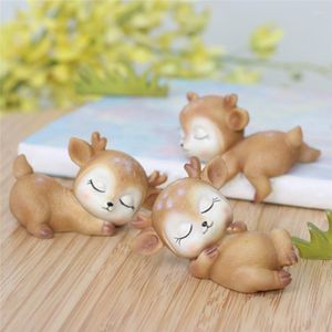 Decorações de Natal Resina Sleeping Baby Deer Mini 3d Elk Ornamentos Cute Decoração para Home Garden Garden Haves Party Tabel Decoration Kids Presente Presente