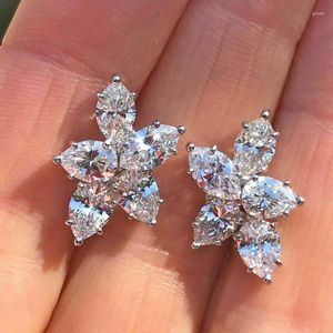 Stud Earrings Korean Fashion Cute Sweet Five-leaf Flower Zircon Shiny Crystal For Women Wedding Accessories Grunge Fairy Core E1248