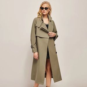 가을 여성 트렌치 코트 디자이너 럭셔리 여성 바람발기 바디 레터 인쇄 재킷 느슨한 벨트 코트 여성 캐주얼 긴 트렌치 코트 A10