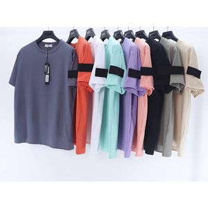 Camisas masculinas verão homens na moda algodão tshirt masculino gola de manga curta camisa polo pedras ilha