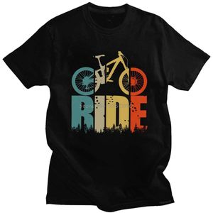 Erkek Tişörtler Retro Ride Dağ Bisiklet Tişörtlü Erkekler MTB Lover T-Shirt Kısa Kollu Baskı Pamuk Tee Üst Bisikletçiler ve Bisikletçiler Hediye Giyim T230103