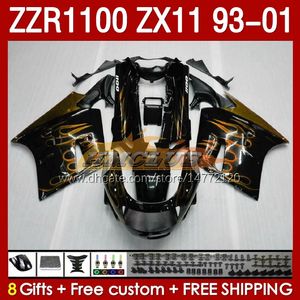 OEM Full Body per KAWASAKI NINJA ZX-11 R Fiamme dorate ZZR-1100 ZX-11R ZX11R 93 94 95 96 01 165No.75 ZZR 1100 CC ZX11 ZX 11 R 11R ZZR1100 1997 1998 1999 2000 2001 Carene Corredo