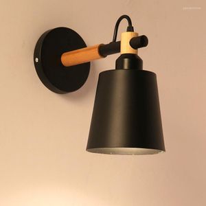 Wall Lamp LED E27 Lamps Minimalist Modern Bedroom Bedside Room TV Hallway Sconces Nordic Wood Art Light