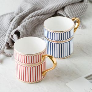 Mugs Nordic Style Light Luxury Golden Edge Ceramic Cup Home Drinking Breakfast Milk Coffee Mug Wedding Companion Souvenir